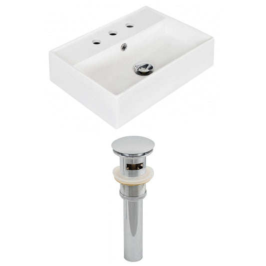 American Imaginations AI-14853 20" White Rectangular Ceramic Wall Mount Bathroom Vessel Sink Set