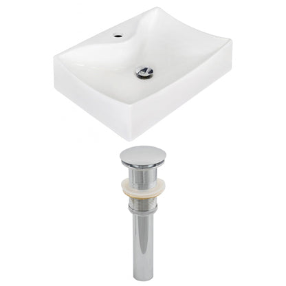 American Imaginations AI-14858 22" White Rectangular Ceramic Wall Mount Bathroom Vessel Sink Set