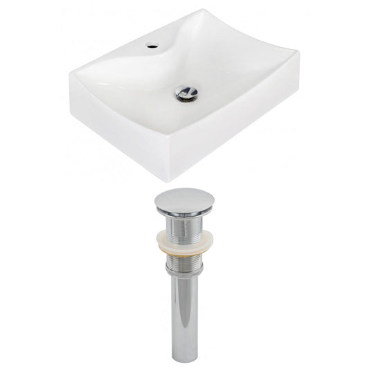American Imaginations AI-14858 22" White Rectangular Ceramic Wall Mount Bathroom Vessel Sink Set