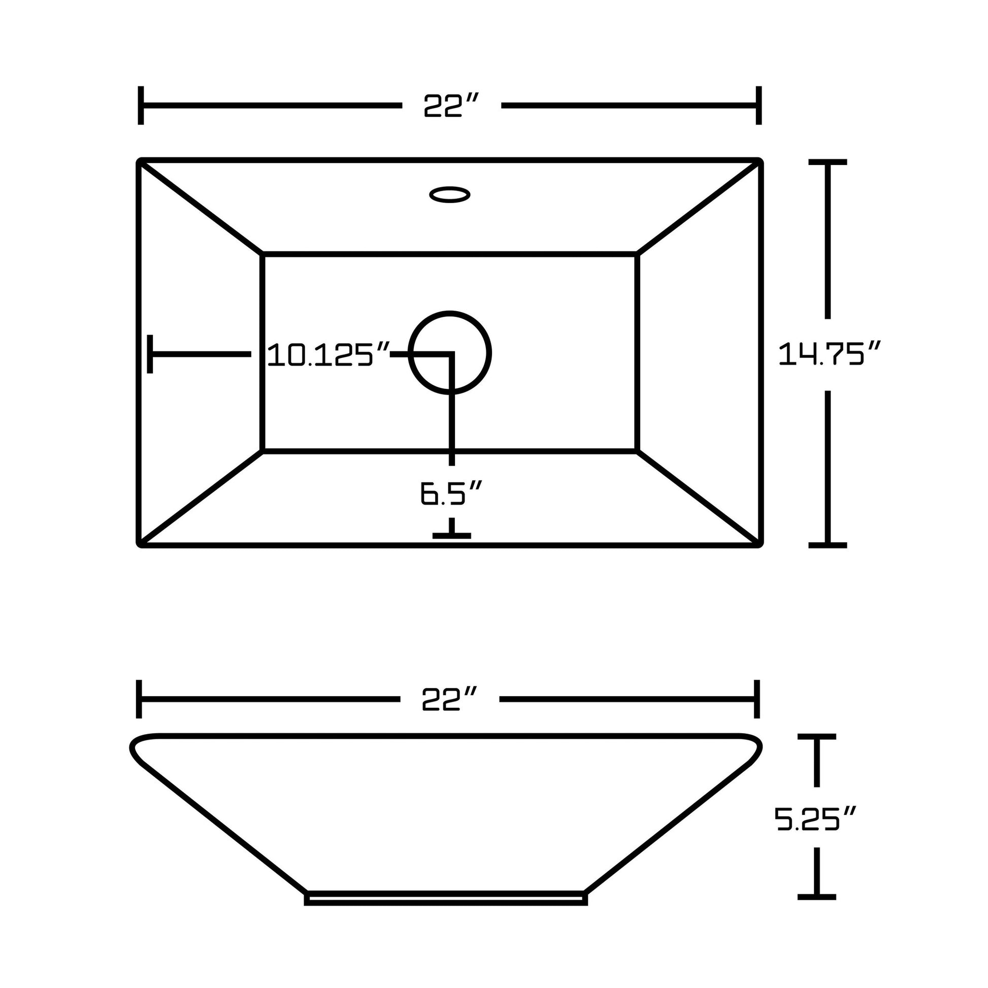 American Imaginations AI-14859 22" White Rectangular Ceramic Above Counter Bathroom Vessel Sink Set
