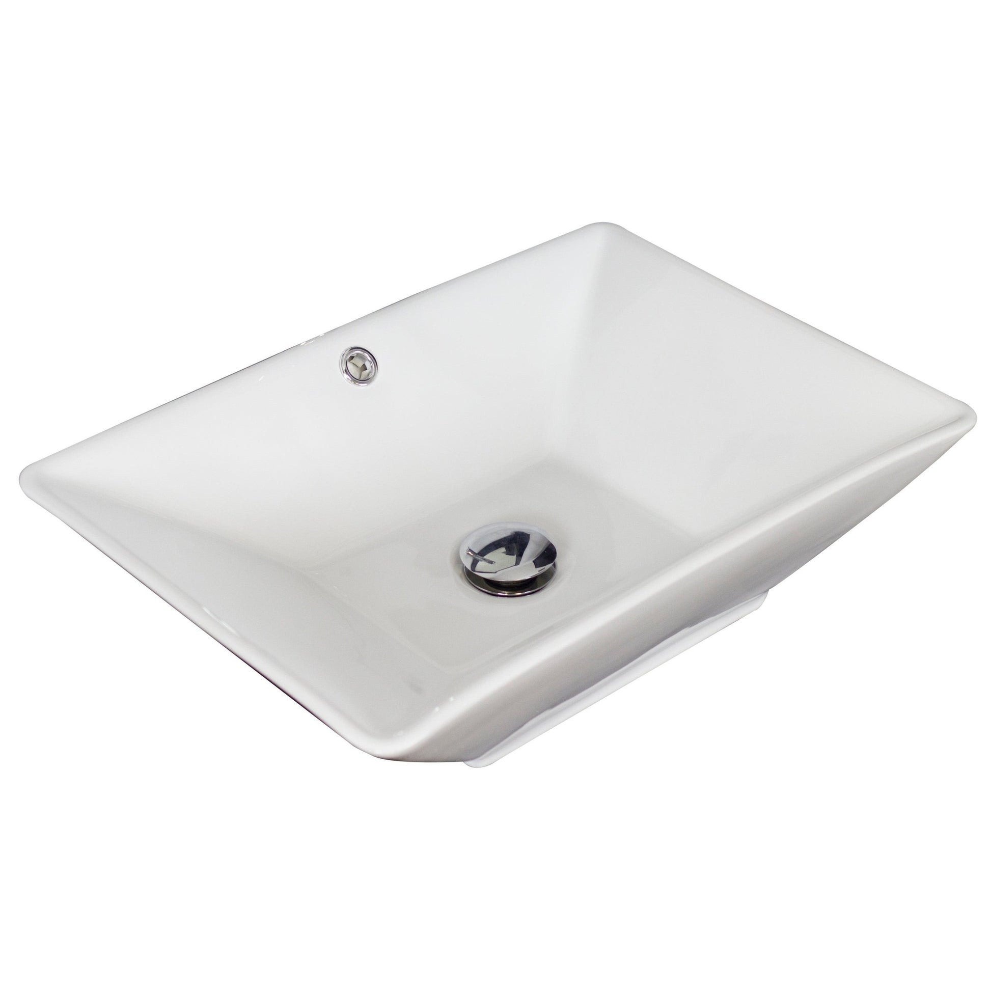American Imaginations AI-14859 22" White Rectangular Ceramic Above Counter Bathroom Vessel Sink Set
