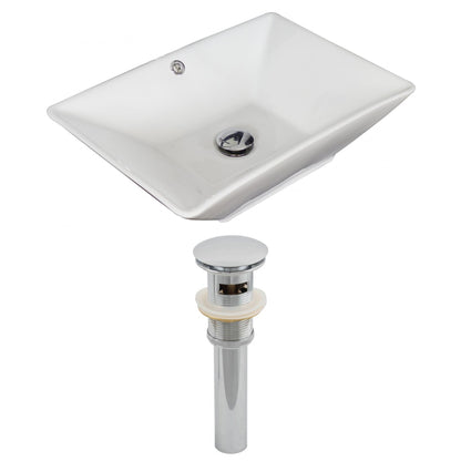 American Imaginations AI-14859 22" White Rectangular Ceramic Above Counter Bathroom Vessel Sink Set
