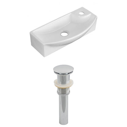 American Imaginations AI-14861 18" White Rectangular Ceramic Wall Mount Bathroom Vessel Sink Set