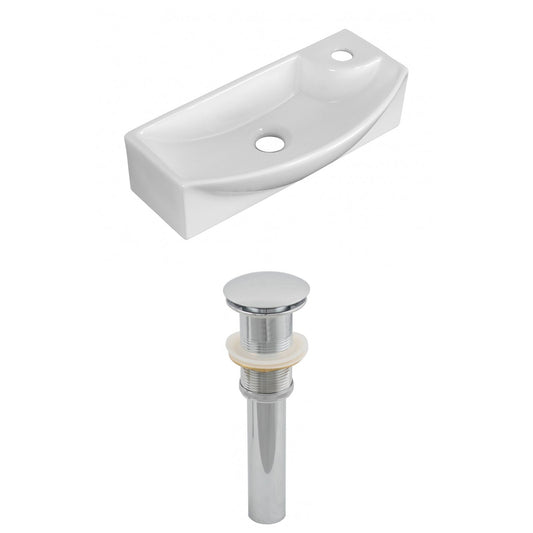 American Imaginations AI-14861 18" White Rectangular Ceramic Wall Mount Bathroom Vessel Sink Set