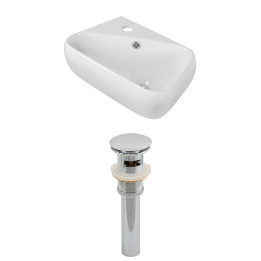 American Imaginations AI-14862 18" White Rectangular Ceramic Above Counter Bathroom Vessel Sink Set