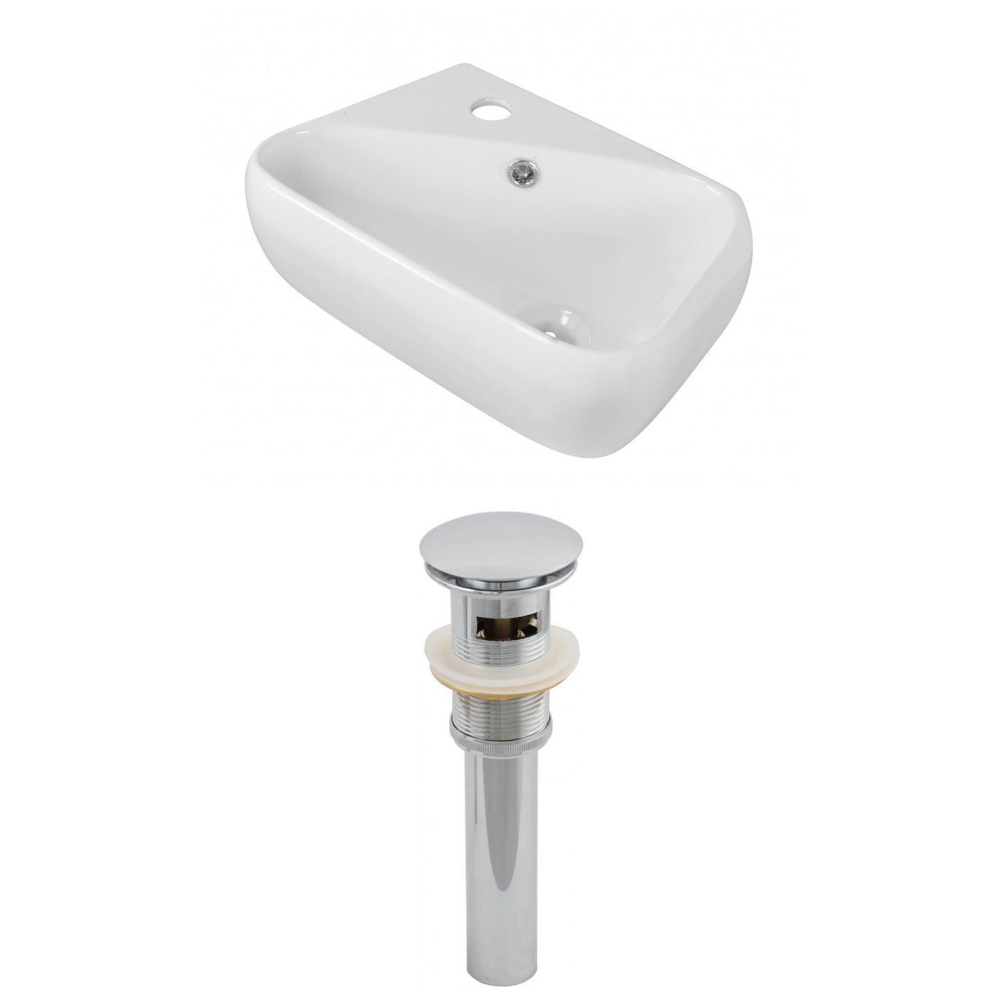 American Imaginations AI-14863 18" White Rectangular Ceramic Wall Mount Bathroom Vessel Sink Set