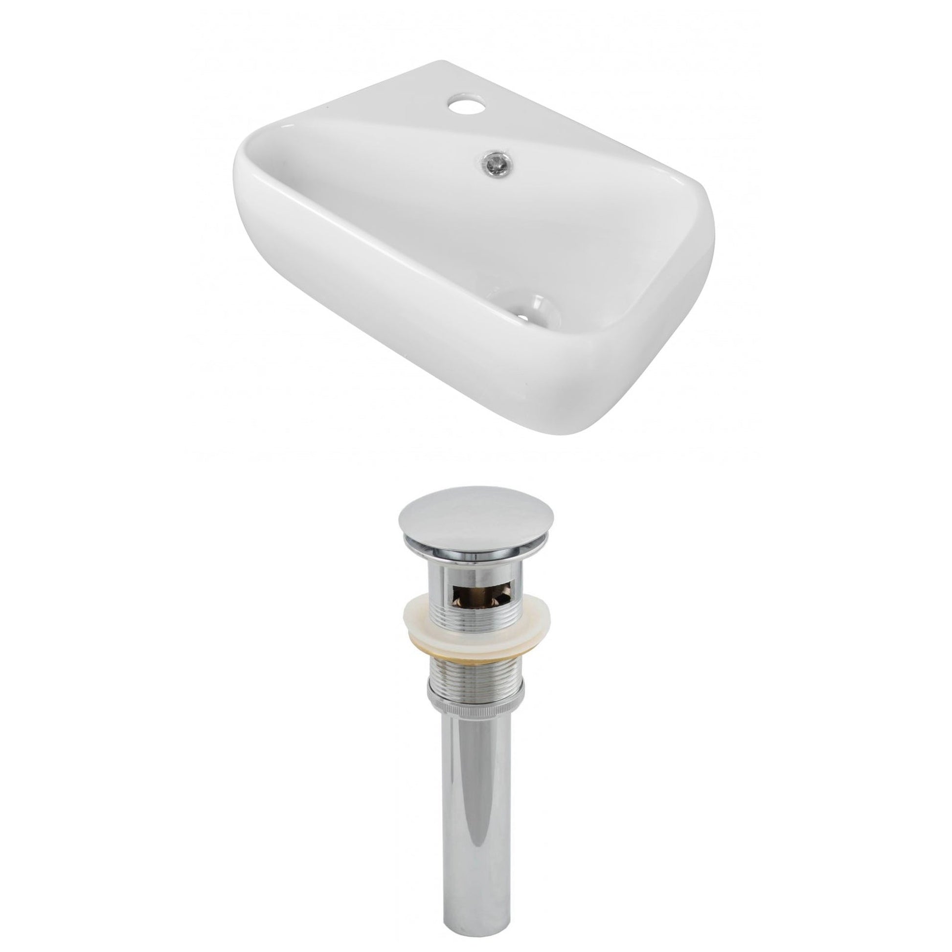 American Imaginations AI-14863 18" White Rectangular Ceramic Wall Mount Bathroom Vessel Sink Set