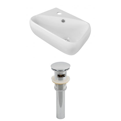 American Imaginations AI-14863 18" White Rectangular Ceramic Wall Mount Bathroom Vessel Sink Set