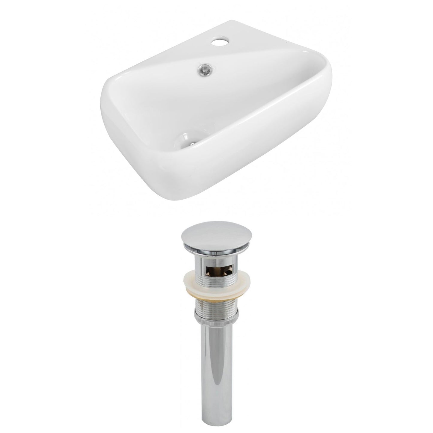 American Imaginations AI-14864 18" White Rectangular Ceramic Above Counter Bathroom Vessel Sink Set