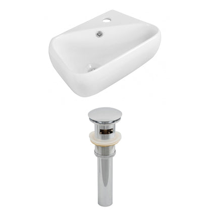 American Imaginations AI-14864 18" White Rectangular Ceramic Above Counter Bathroom Vessel Sink Set