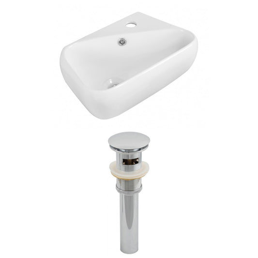 American Imaginations AI-14864 18" White Rectangular Ceramic Above Counter Bathroom Vessel Sink Set
