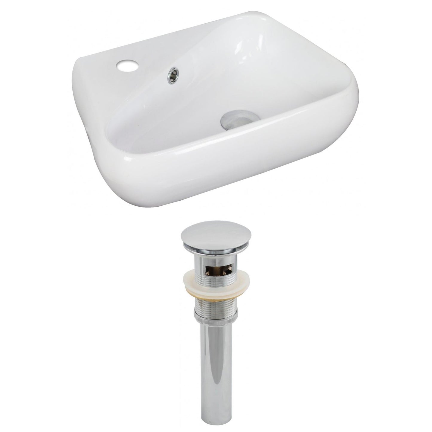 American Imaginations AI-14866 18" White Unique Ceramic Above Counter Bathroom Vessel Sink Set
