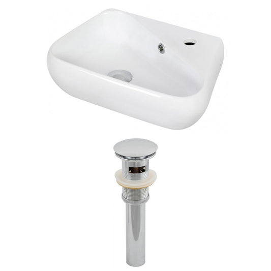 American Imaginations AI-14869 18" White Unique Ceramic Wall Mount Bathroom Vessel Sink Set