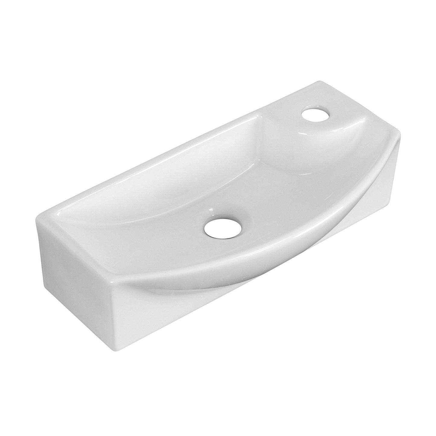 American Imaginations AI-14870 18" White Rectangular Ceramic Above Counter Bathroom Vessel Sink Set