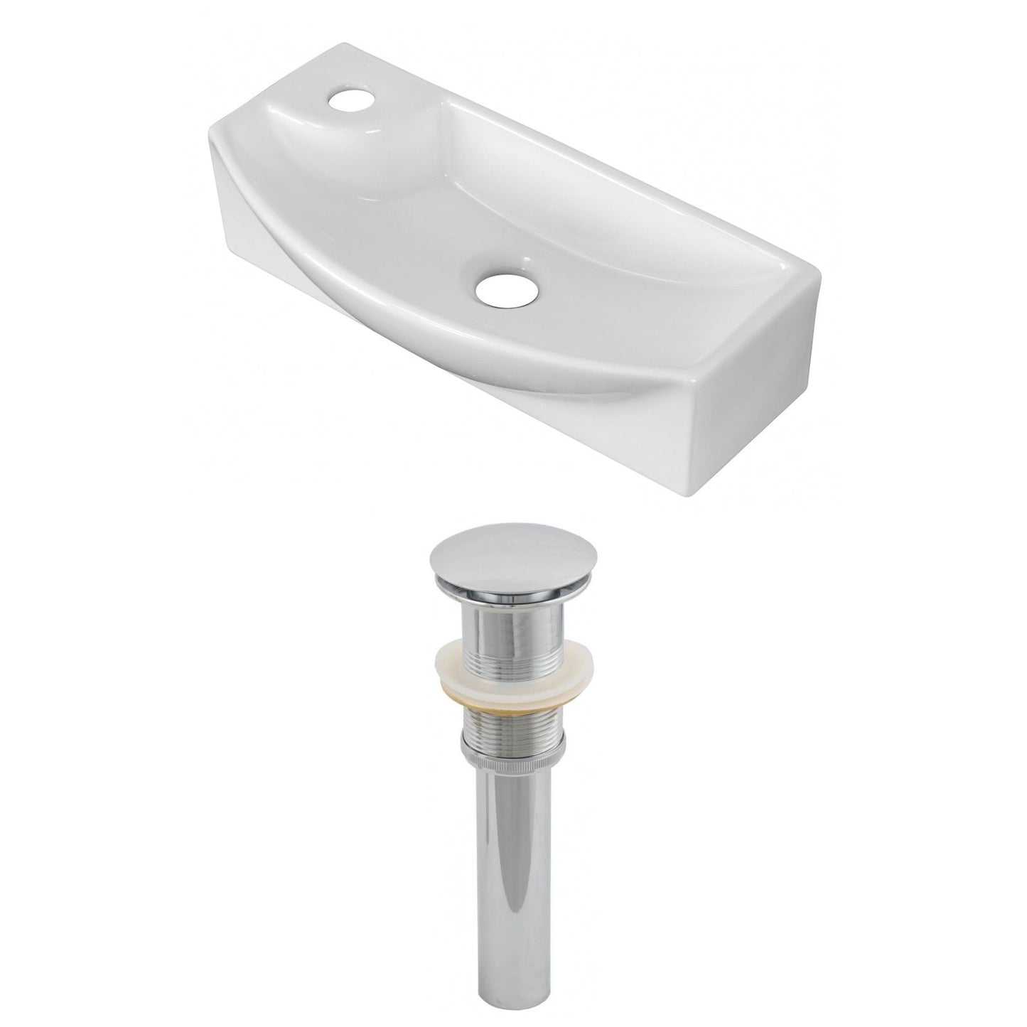 American Imaginations AI-14871 18" White Rectangular Ceramic Wall Mount Bathroom Vessel Sink Set