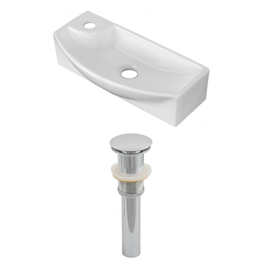 American Imaginations AI-14871 18" White Rectangular Ceramic Wall Mount Bathroom Vessel Sink Set