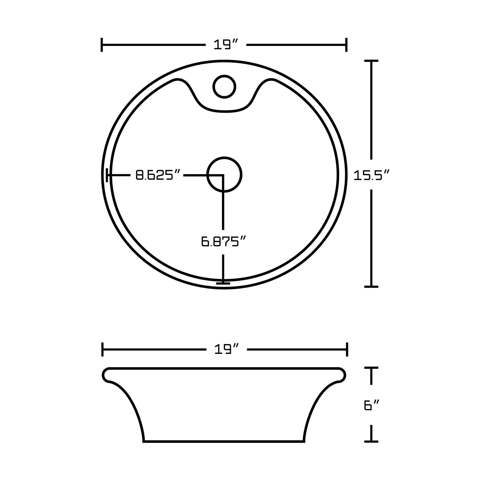 American Imaginations AI-14872 19" White Oval Ceramic Above Counter Bathroom Vessel Sink Set