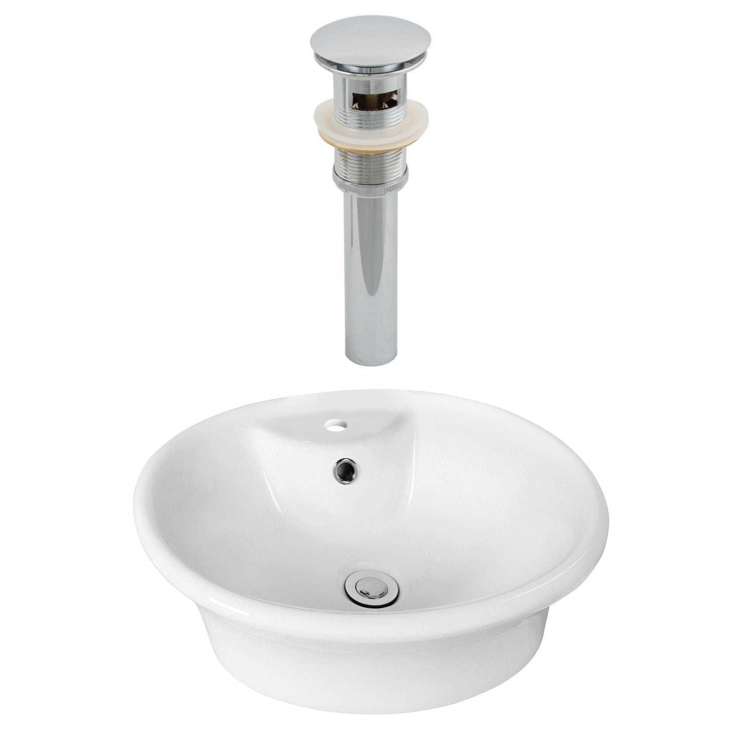 American Imaginations AI-14872 19" White Oval Ceramic Above Counter Bathroom Vessel Sink Set