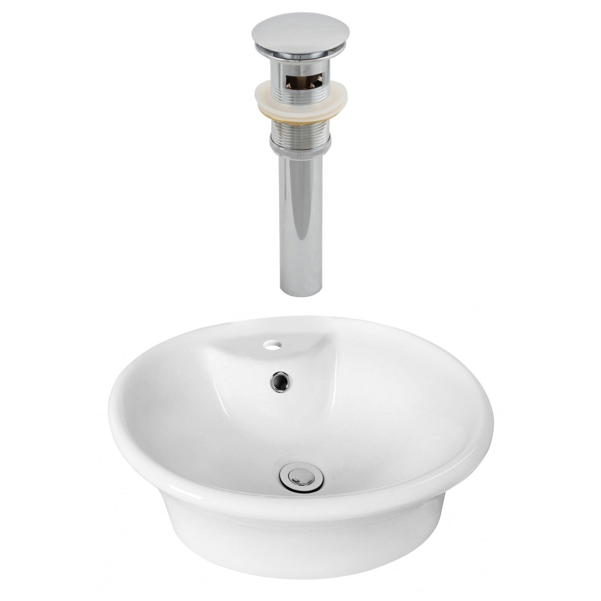 American Imaginations AI-14872 19" White Oval Ceramic Above Counter Bathroom Vessel Sink Set