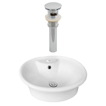American Imaginations AI-14872 19" White Oval Ceramic Above Counter Bathroom Vessel Sink Set