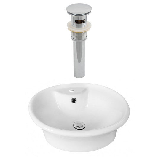 American Imaginations AI-14872 19" White Oval Ceramic Above Counter Bathroom Vessel Sink Set