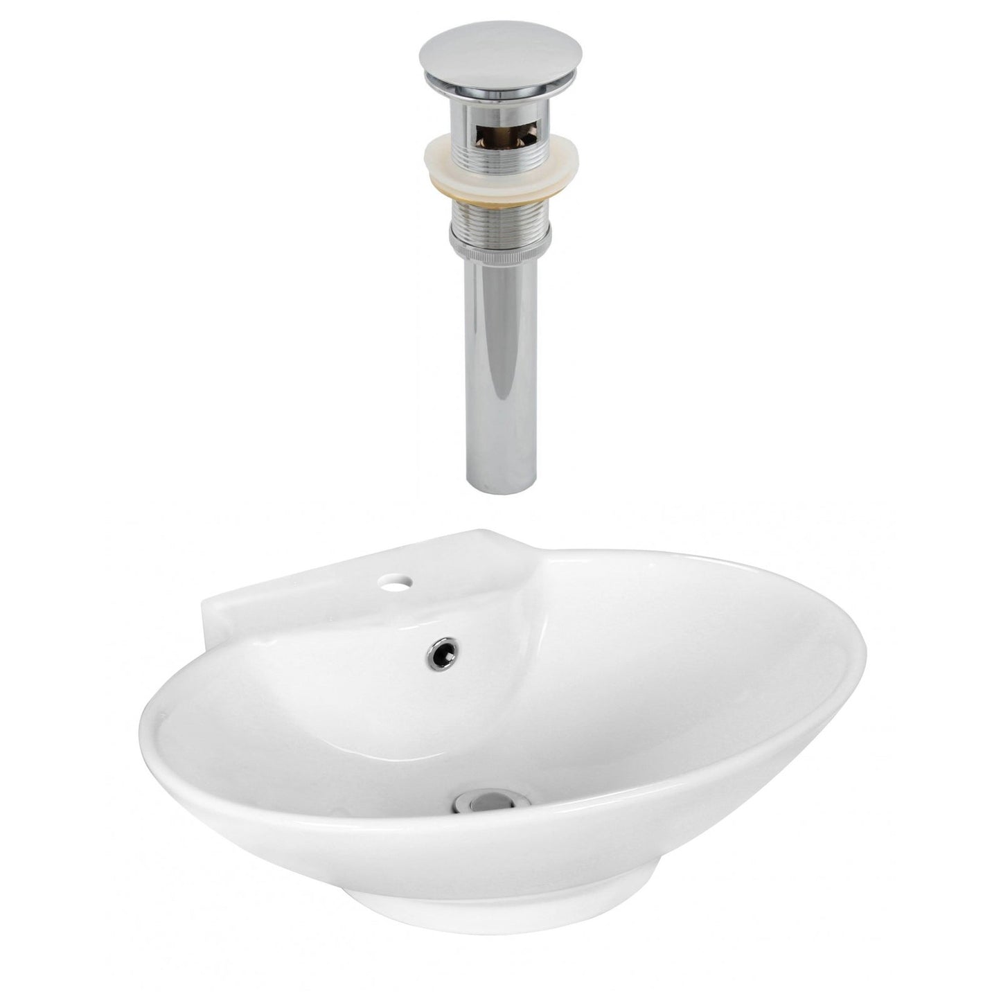American Imaginations AI-14873 23" White Oval Ceramic Above Counter Bathroom Vessel Sink Set