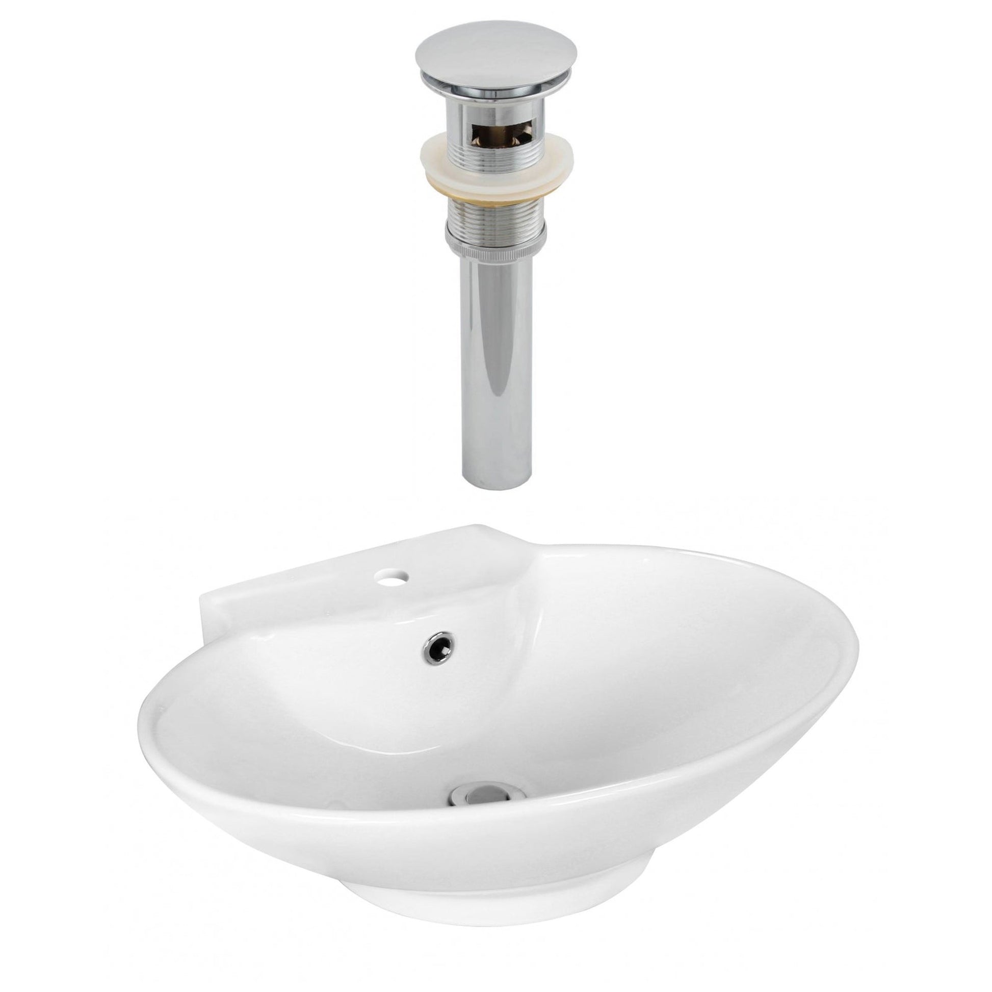 American Imaginations AI-14873 23" White Oval Ceramic Above Counter Bathroom Vessel Sink Set