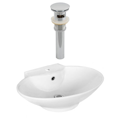 American Imaginations AI-14873 23" White Oval Ceramic Above Counter Bathroom Vessel Sink Set