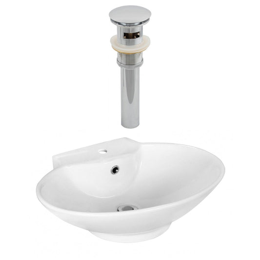 American Imaginations AI-14873 23" White Oval Ceramic Above Counter Bathroom Vessel Sink Set