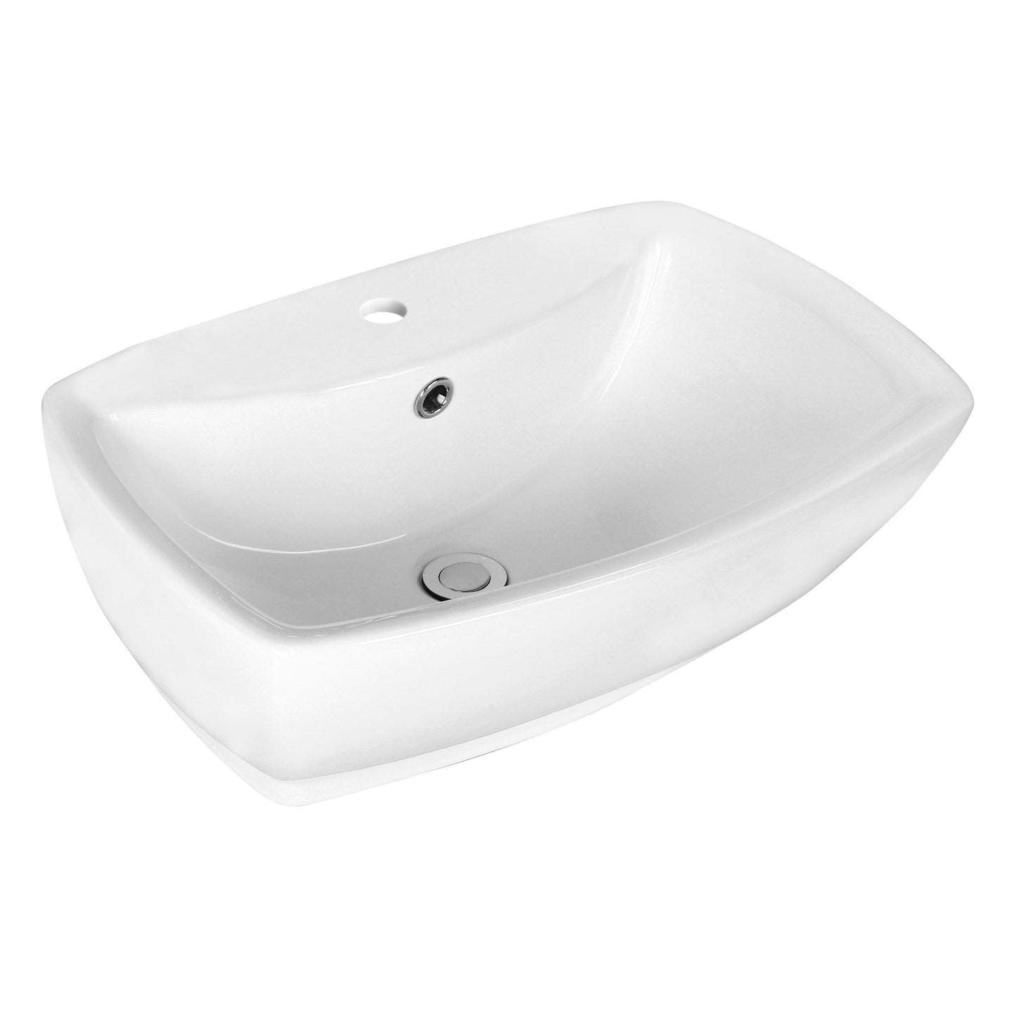 American Imaginations AI-14874 22" White Rectangular Ceramic Above Counter Bathroom Vessel Sink Set