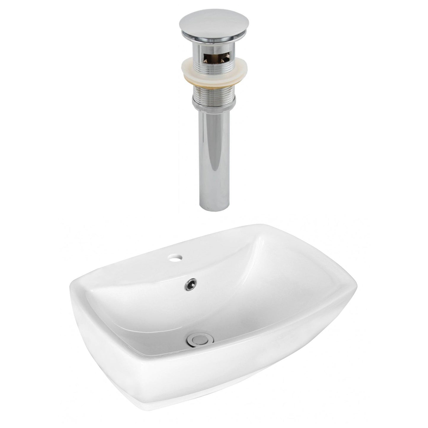 American Imaginations AI-14874 22" White Rectangular Ceramic Above Counter Bathroom Vessel Sink Set