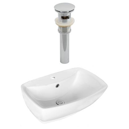 American Imaginations AI-14874 22" White Rectangular Ceramic Above Counter Bathroom Vessel Sink Set