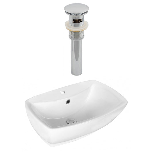 American Imaginations AI-14874 22" White Rectangular Ceramic Above Counter Bathroom Vessel Sink Set