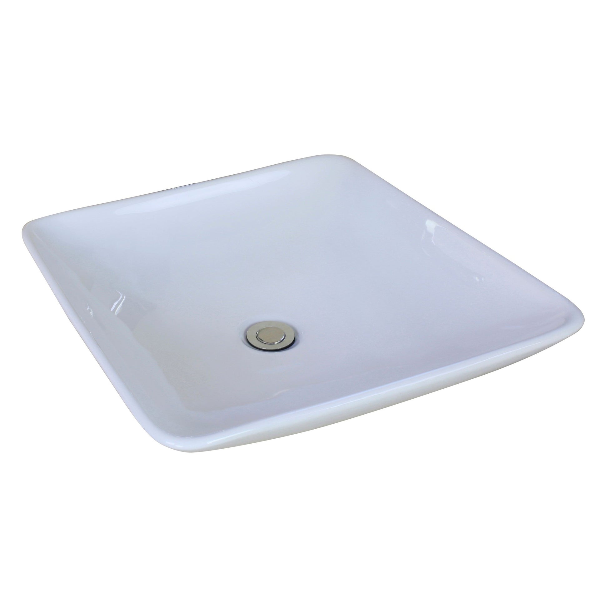 American Imaginations AI-14875 17" White Square Ceramic Above Counter Bathroom Vessel Sink Set