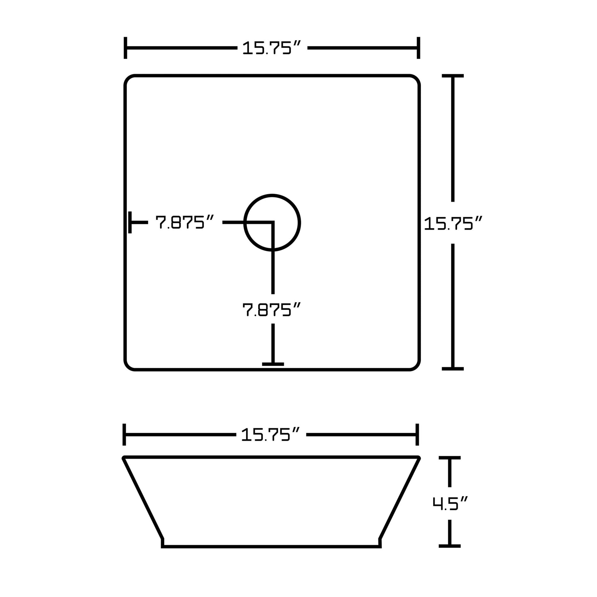American Imaginations AI-14877 16" White Square Ceramic Above Counter Bathroom Vessel Sink Set