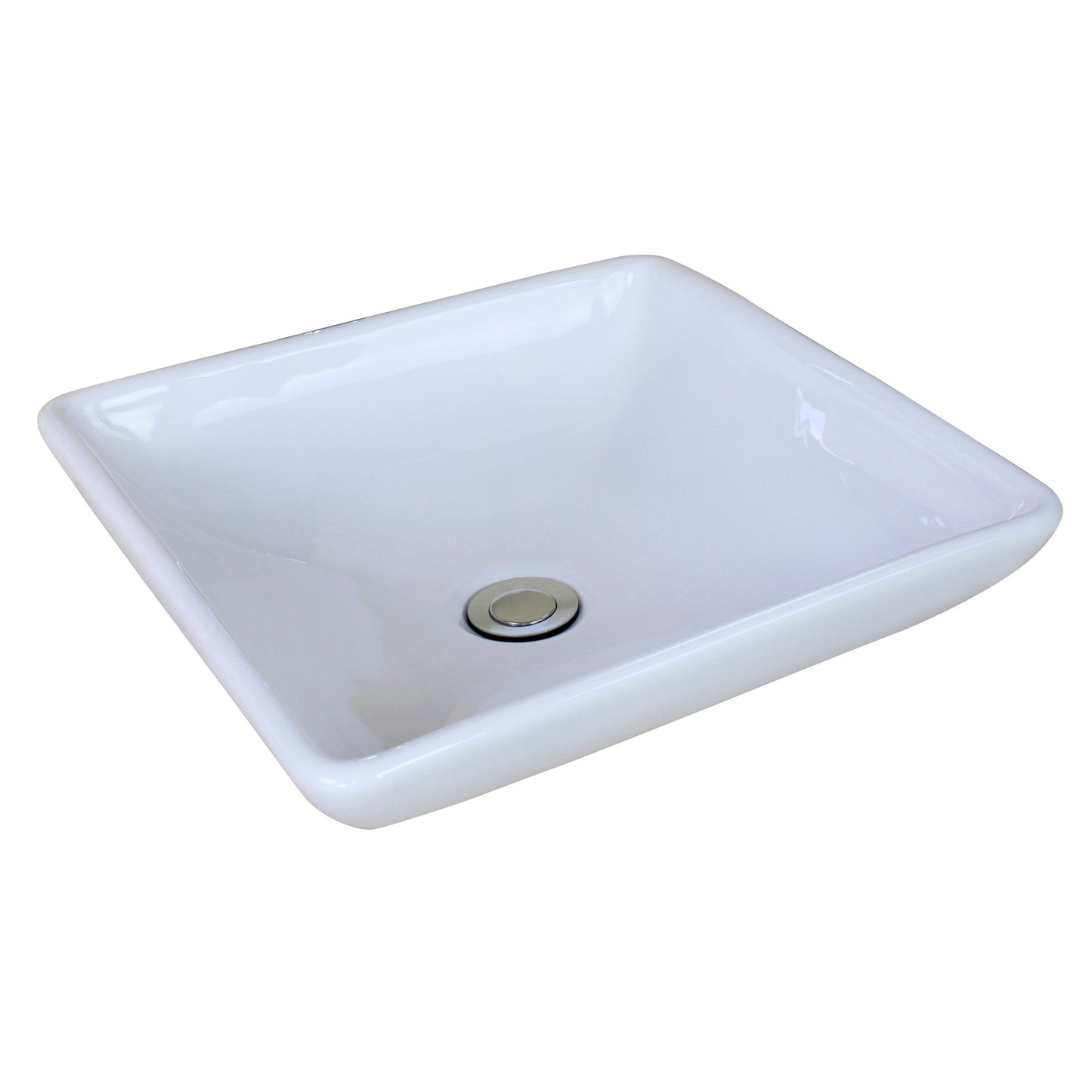 American Imaginations AI-14877 16" White Square Ceramic Above Counter Bathroom Vessel Sink Set