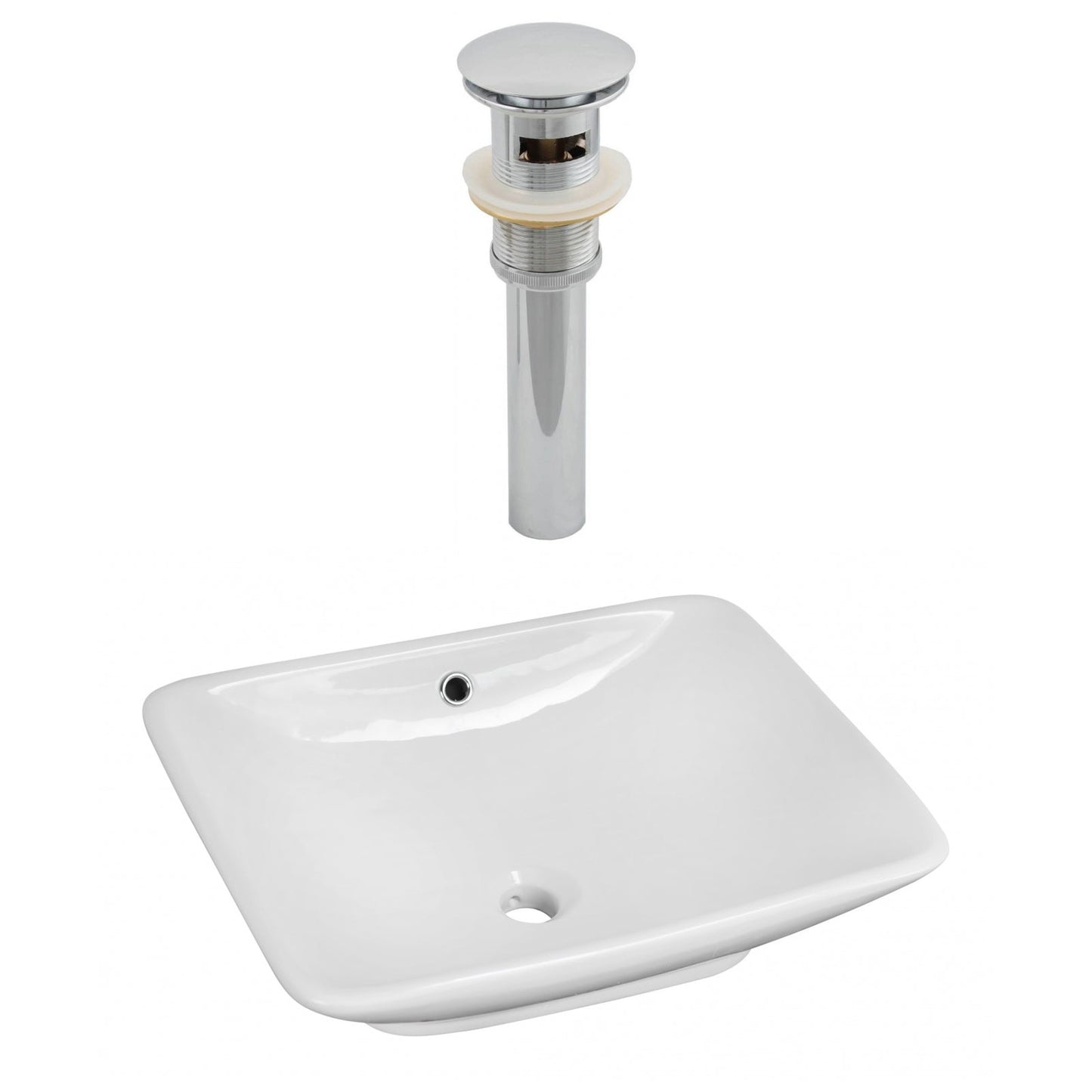 American Imaginations AI-14878 22" White Rectangular Ceramic Above Counter Bathroom Vessel Sink Set