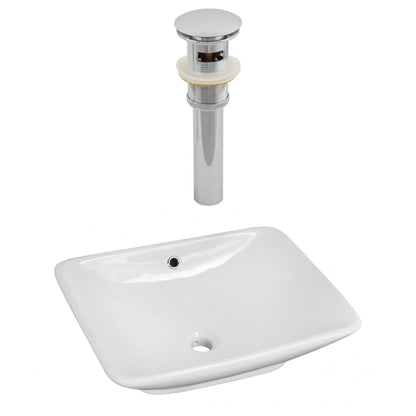 American Imaginations AI-14878 22" White Rectangular Ceramic Above Counter Bathroom Vessel Sink Set