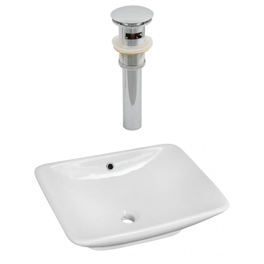 American Imaginations AI-14878 22" White Rectangular Ceramic Above Counter Bathroom Vessel Sink Set