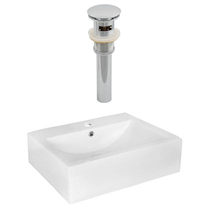 American Imaginations AI-14880 20" White Rectangular Ceramic Above Counter Bathroom Vessel Sink Set