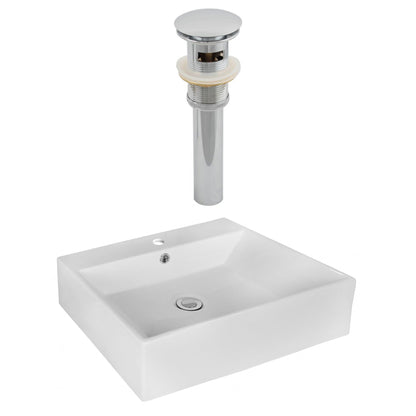 American Imaginations AI-14881 21" White Rectangular Ceramic Above Counter Bathroom Vessel Sink Set