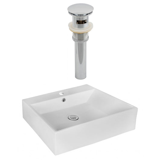 American Imaginations AI-14881 21" White Rectangular Ceramic Above Counter Bathroom Vessel Sink Set