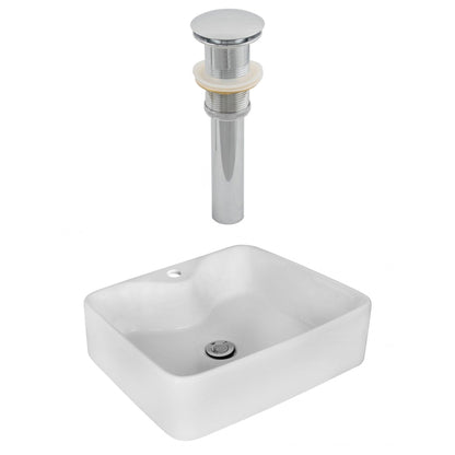 American Imaginations AI-14882 19" White Rectangular Ceramic Above Counter Bathroom Vessel Sink Set