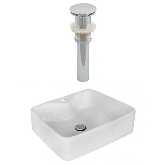 American Imaginations AI-14882 19" White Rectangular Ceramic Above Counter Bathroom Vessel Sink Set