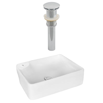 American Imaginations AI-14883 17" White Rectangular Ceramic Above Counter Bathroom Vessel Sink Set