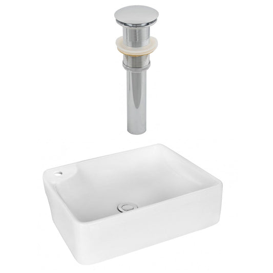 American Imaginations AI-14883 17" White Rectangular Ceramic Above Counter Bathroom Vessel Sink Set