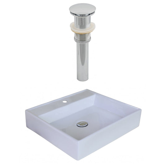 American Imaginations AI-14884 17" White Rectangular Ceramic Above Counter Bathroom Vessel Sink Set