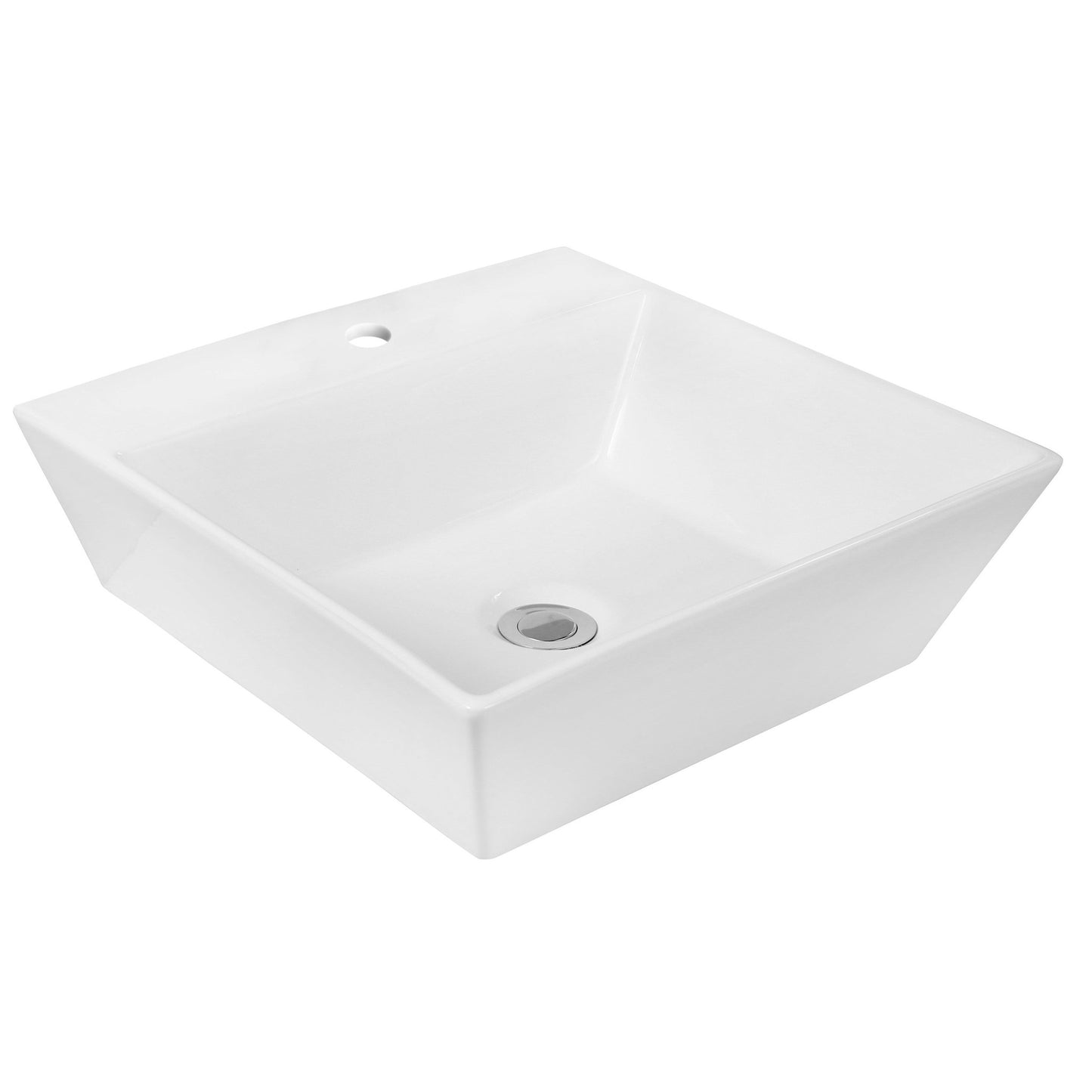 American Imaginations AI-14886 17" White Square Ceramic Above Counter Bathroom Vessel Sink Set