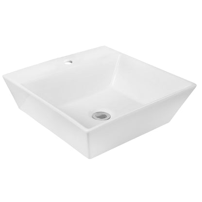 American Imaginations AI-14886 17" White Square Ceramic Above Counter Bathroom Vessel Sink Set