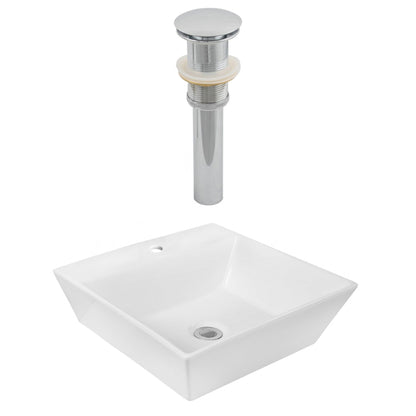 American Imaginations AI-14886 17" White Square Ceramic Above Counter Bathroom Vessel Sink Set